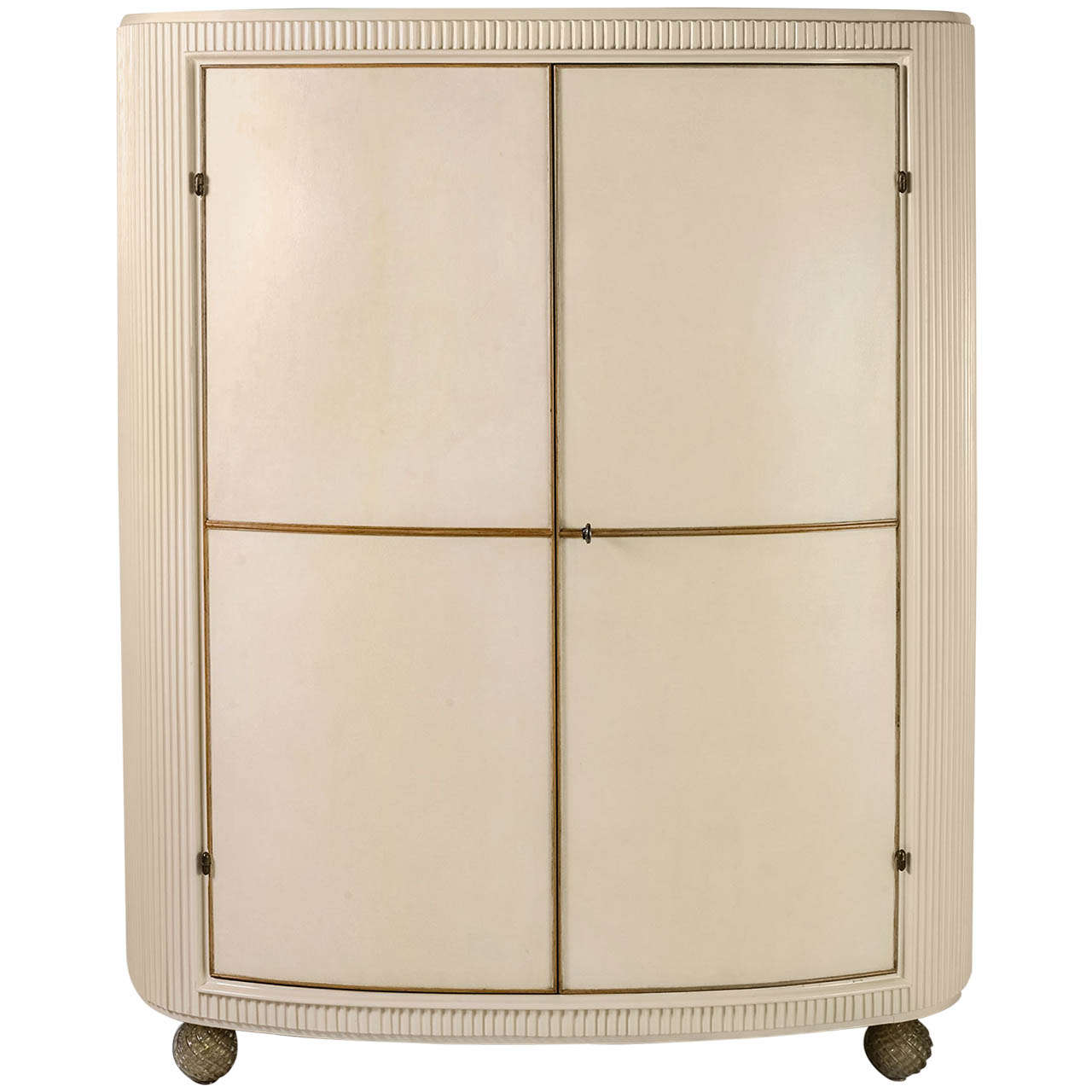 Double-door Cabinet in Parchment glass and stone, Italy, C. 1940 For Sale