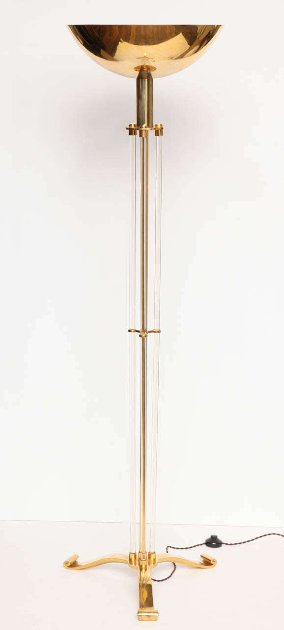 Gilt-metal and glass floor lamp by Jules Leleu.

Signed: J LELEU

For an illustration of similar floor lamps, see:
Siriex, Françoise. The House of Leleu. New York: Hudson Hills Press, 2008. 199, 343.

Foucart, Bruno, and Jean-Louis Gaillemin. Les