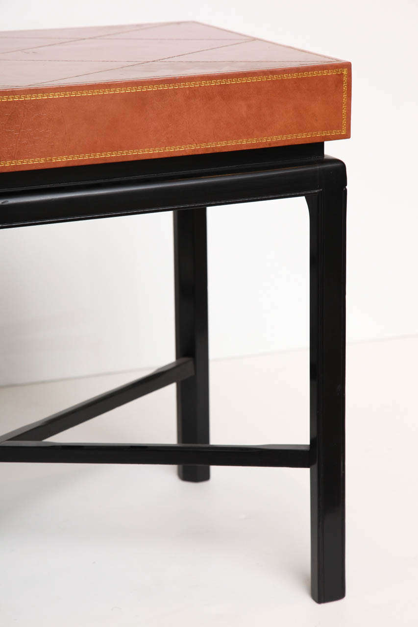 Pair of Leather Top Side Tables by Tommi Parzinger In Good Condition In New York, NY