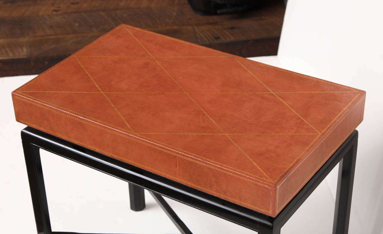 Pair of Leather Top Side Tables by Tommi Parzinger at 1stdibs