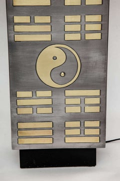 Table Lamp Mid Century Modern pewter and brass Yin Yang Korea 1960's