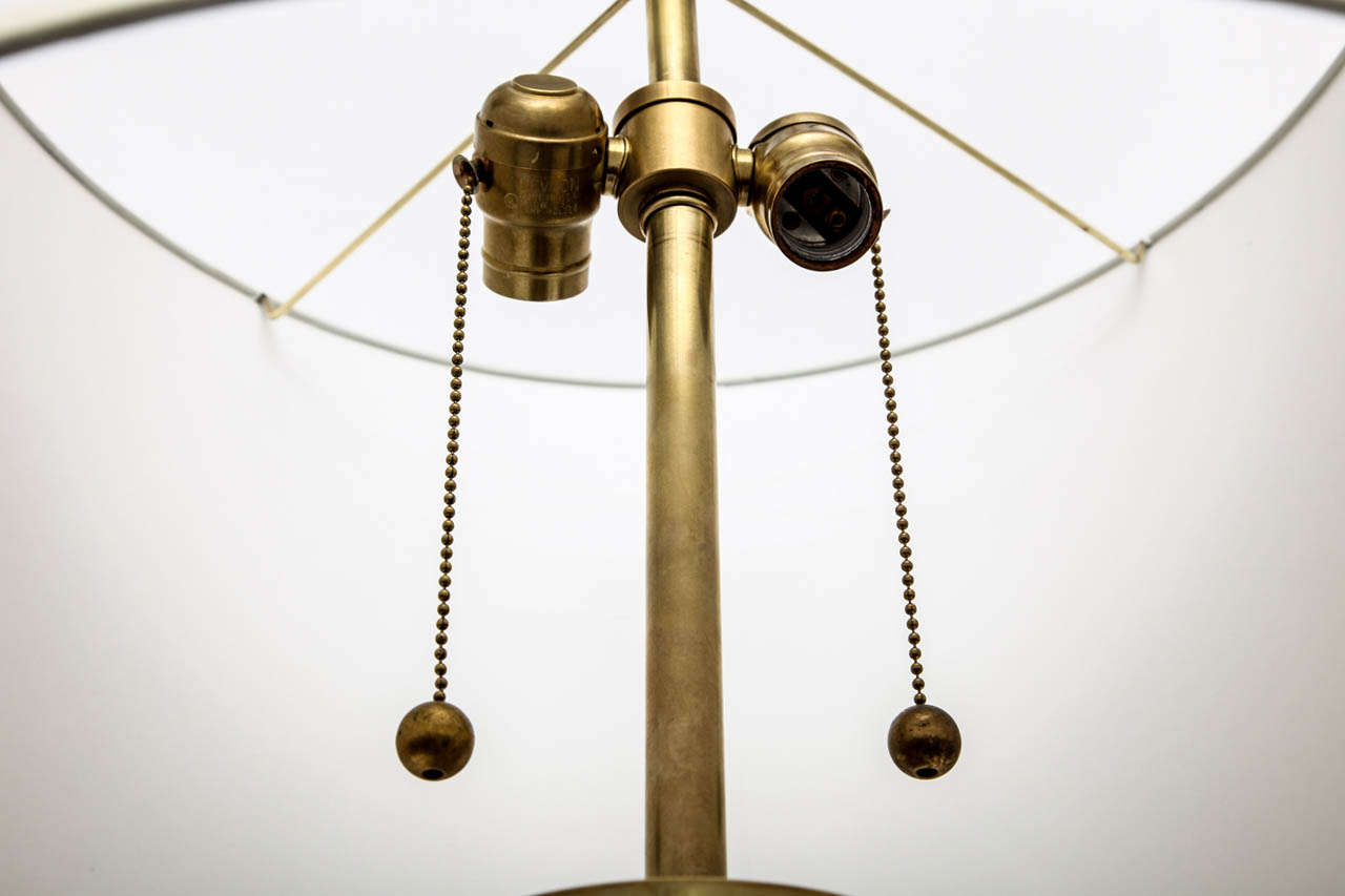 Table Lamp Mid Century Modern pewter and brass Yin Yang Korea 1960's In Good Condition For Sale In New York, NY
