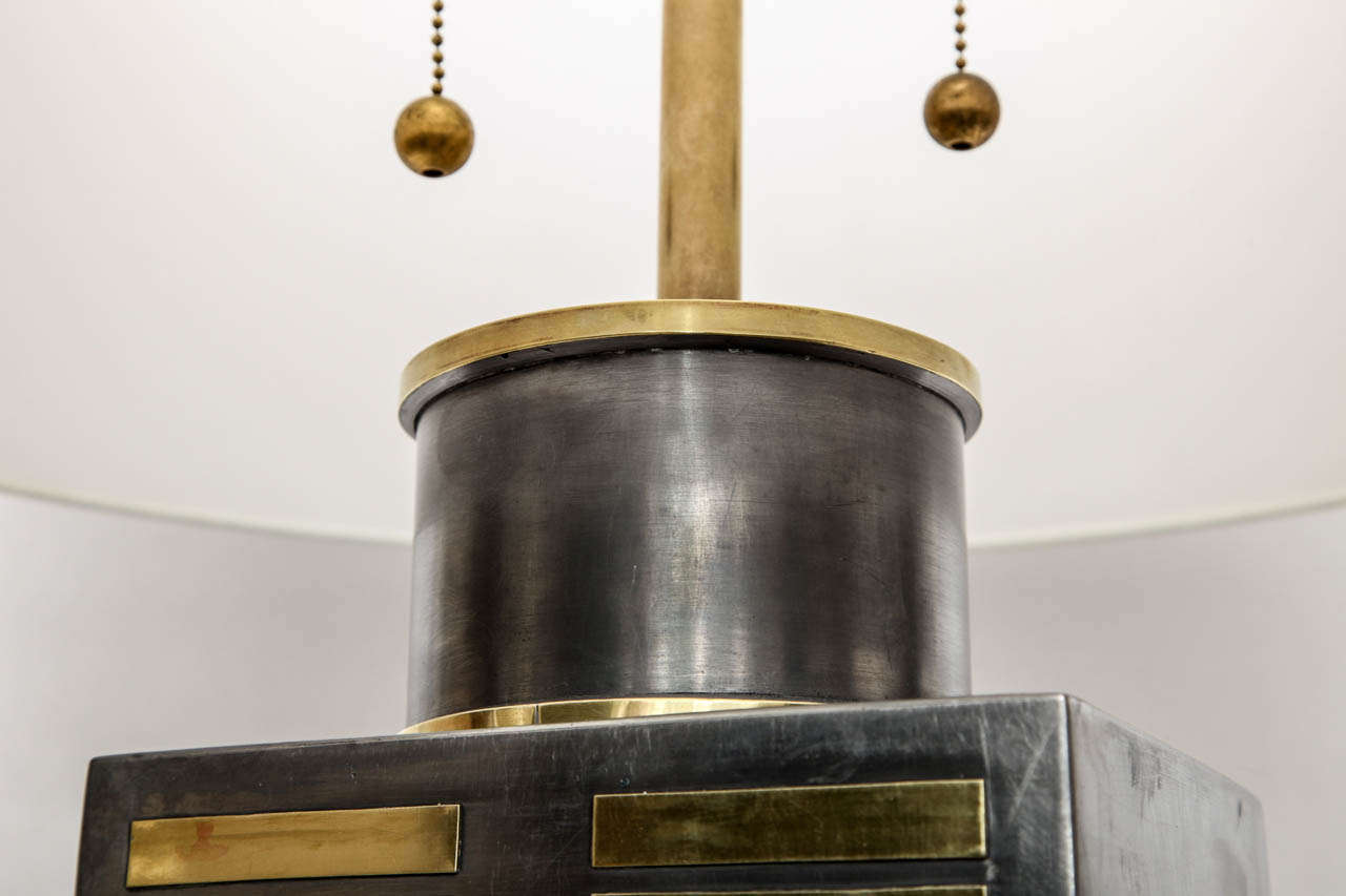 Mid-20th Century Table Lamp Mid Century Modern pewter and brass Yin Yang Korea 1960's For Sale