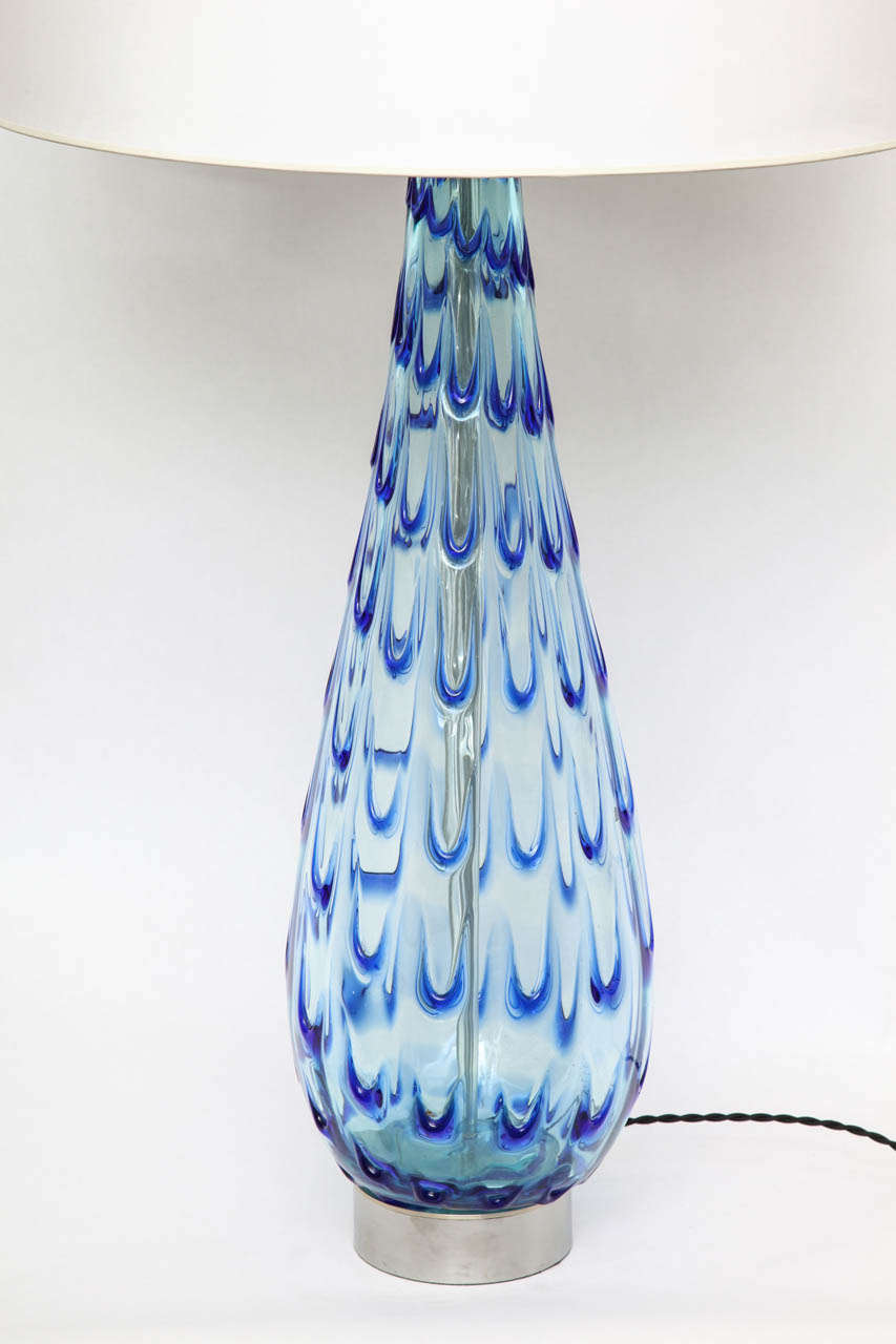 Italian Table Lamp Murano Art Glass Mid Century Modern Italy 1950's For Sale
