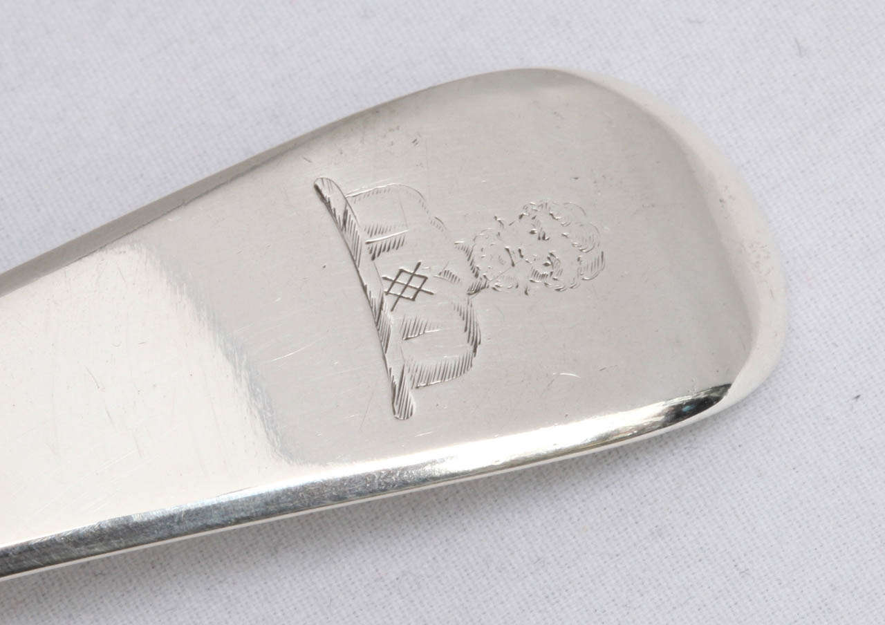 British Large Georgian Sterling Silver Stuffing/Straining Spoon