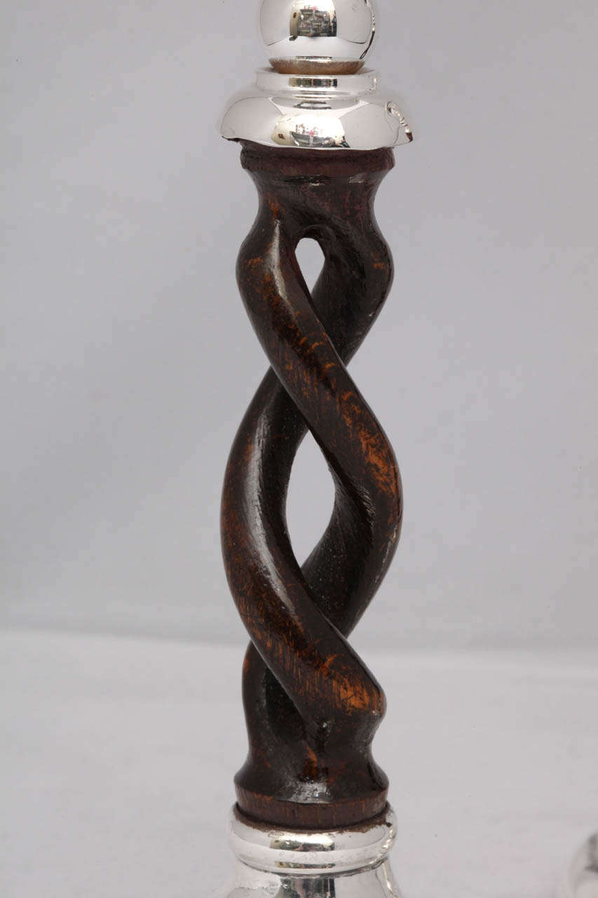 JacobeanStyle Sterling SilverMounted Open Wood Barley Twist
