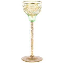 Antique Moser, Set of Eight Green Goblets