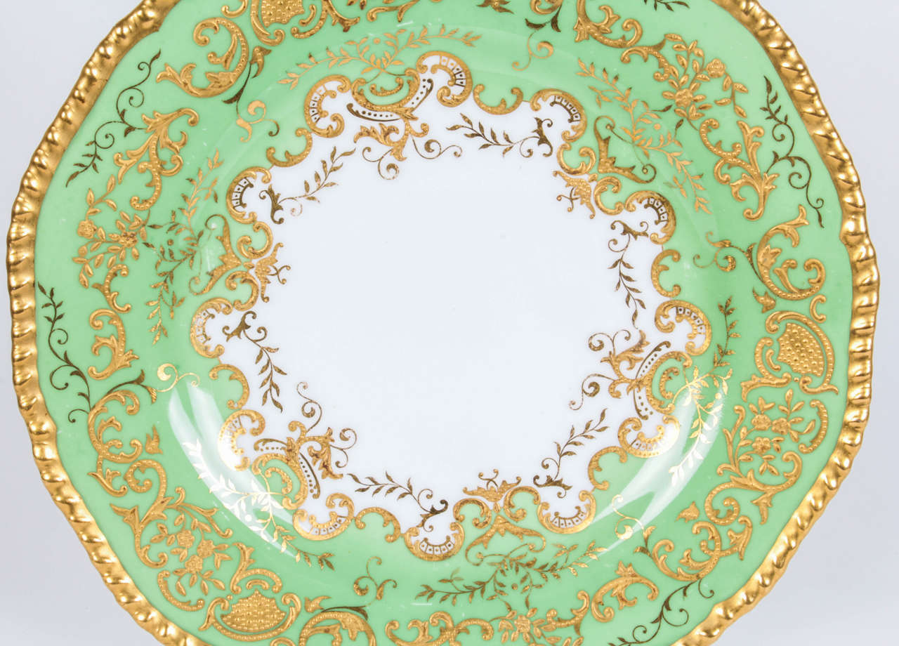 English 12 Tiffany & Co. Green Dinner Plates