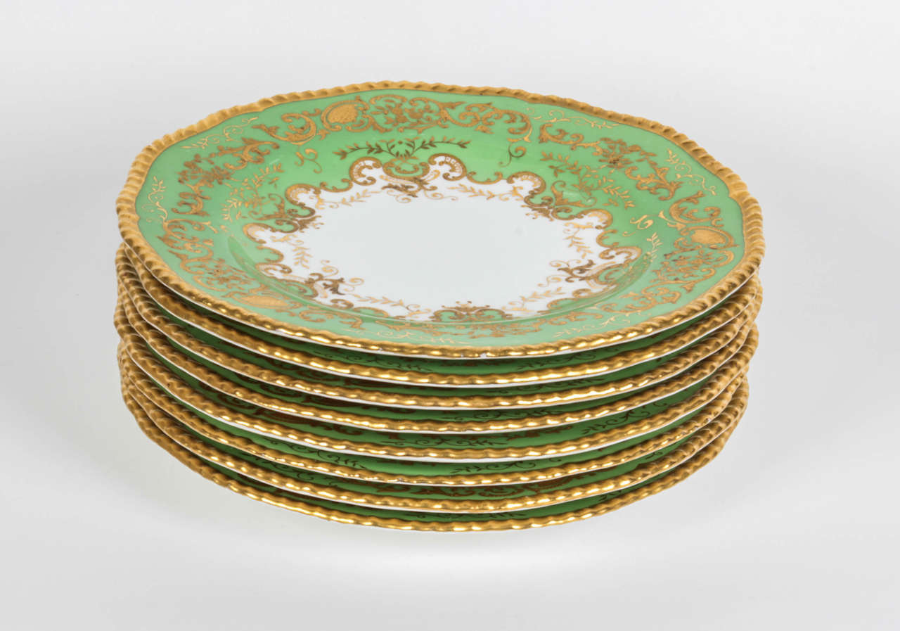 12 Tiffany & Co. Green Dinner Plates 2