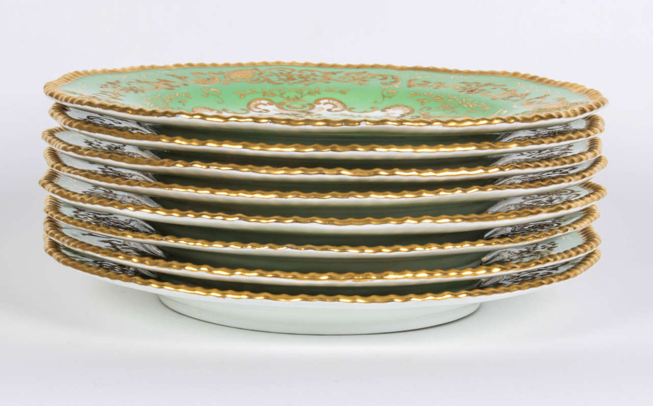 12 Tiffany & Co. Green Dinner Plates 3