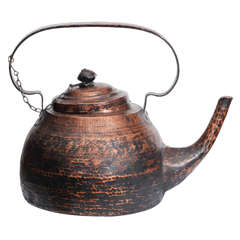 18th Century Rare Hand Embossed Copper Tea Pot