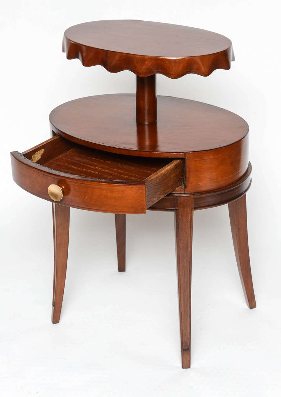 American Leather Covered Lamp Table by Grosfeld House