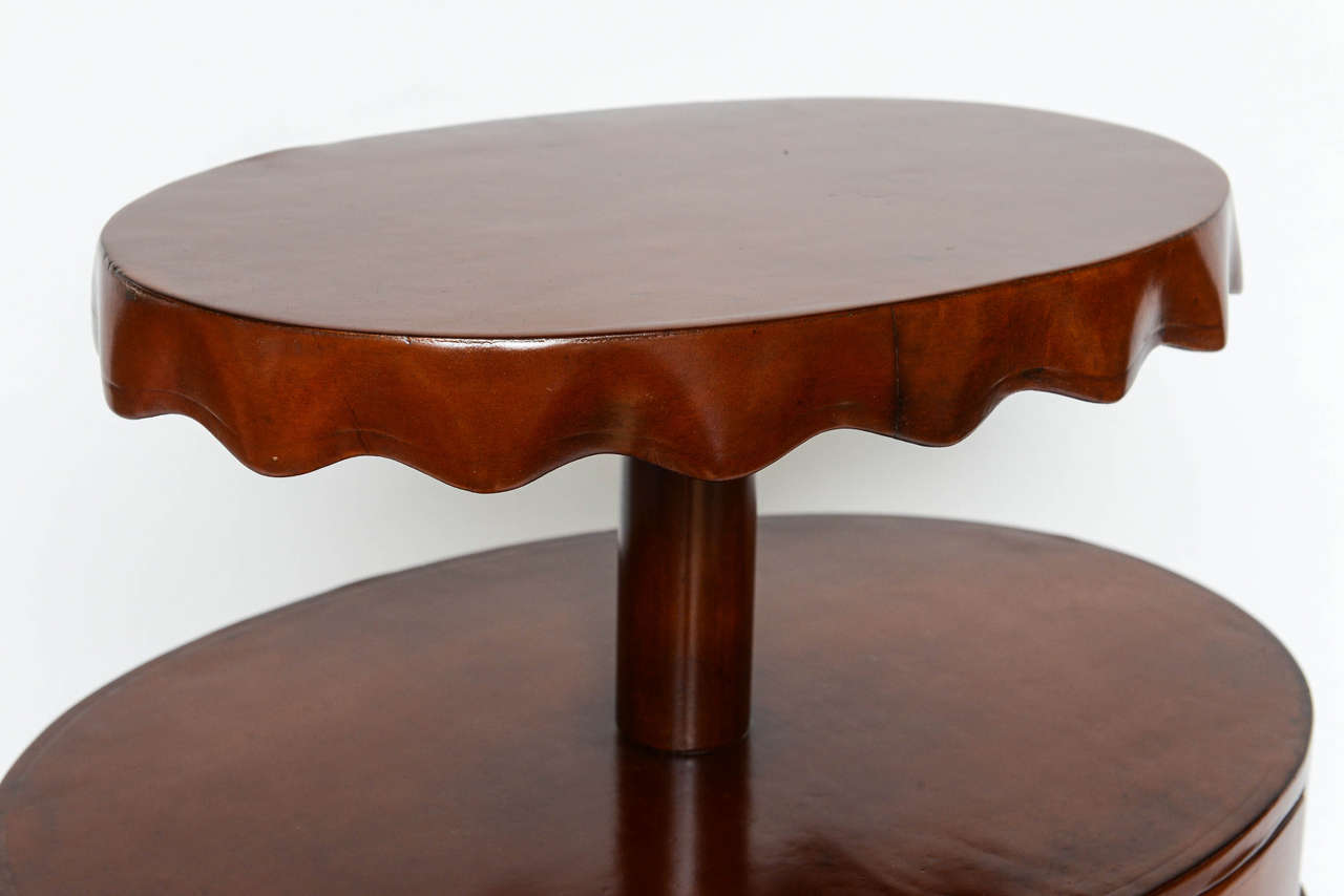 Leather Covered Lamp Table by Grosfeld House In Excellent Condition In Miami, FL
