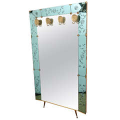 Oversized Crystal Art Foyer Mirror with Brass Hangers 12