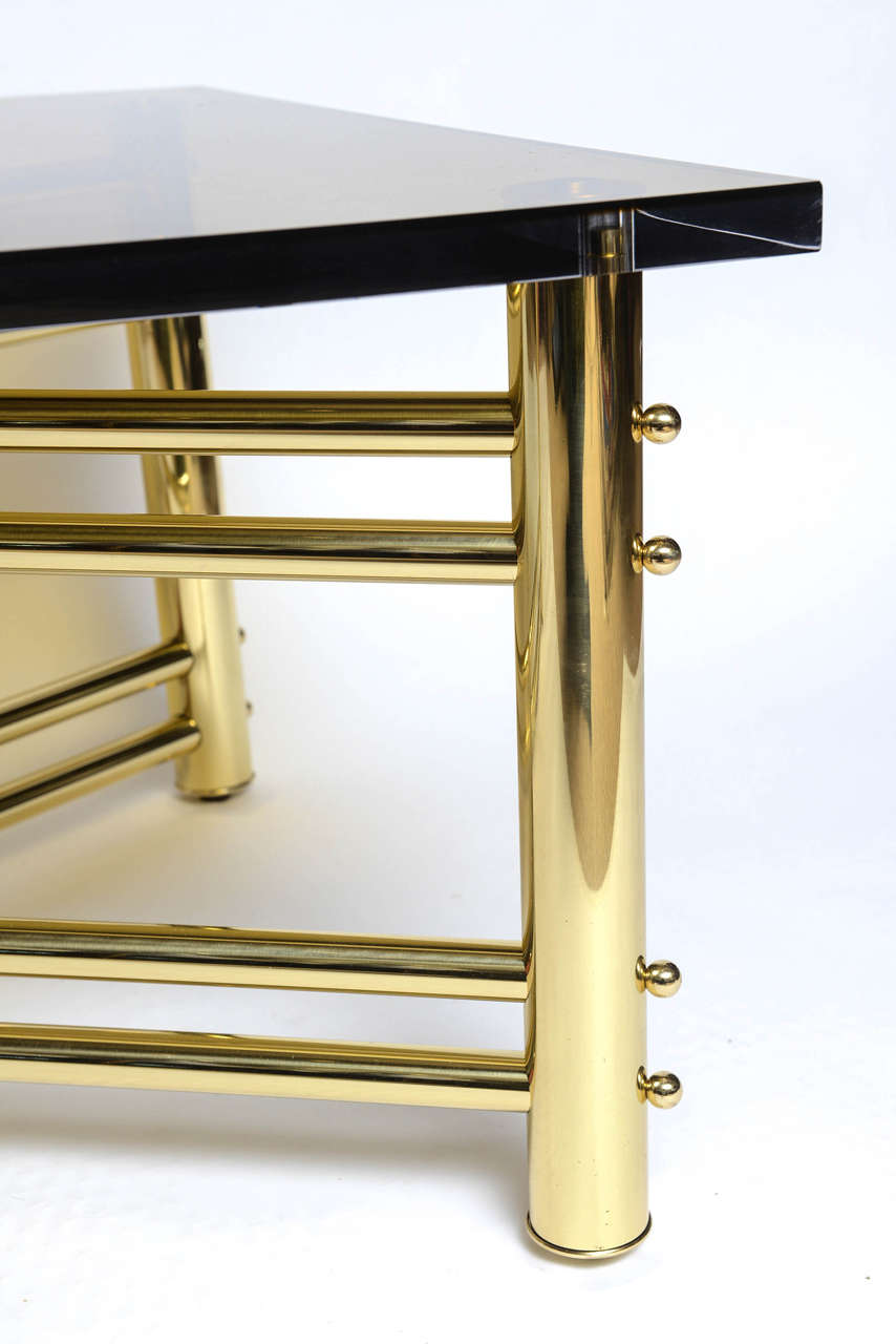 Mid-20th Century Exceptional Brass and Lucite Cocktail Table For Sale