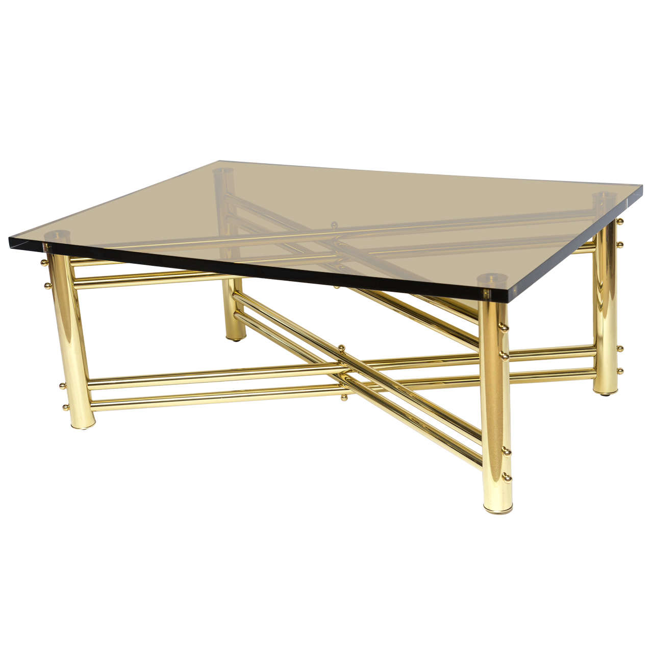 Exceptional Brass and Lucite Cocktail Table For Sale