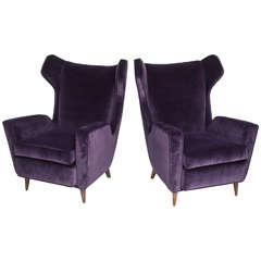 Pair of Wingback Armchairs in the Manner of Gio Ponti