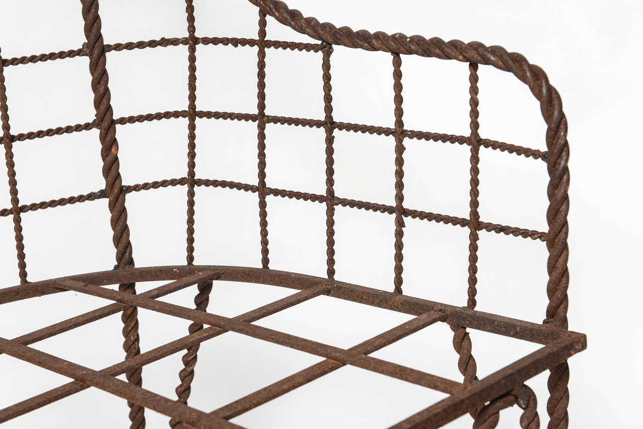 Exceptional and Rare Rene Prou Wrought Iron Chair In Distressed Condition For Sale In East Hampton, NY