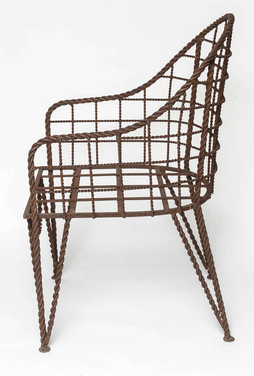 Exceptional and Rare Rene Prou Wrought Iron Chair For Sale 1