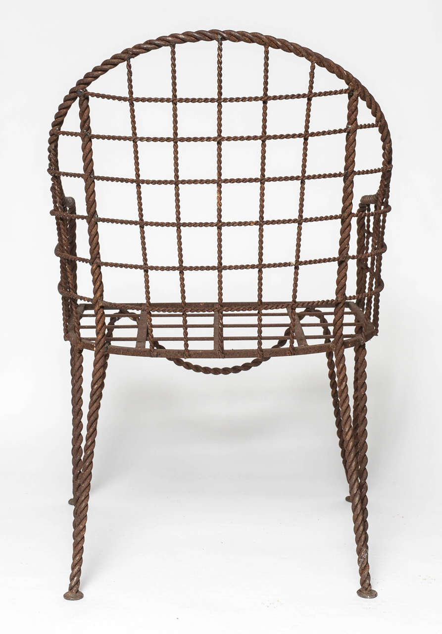 Exceptional and Rare Rene Prou Wrought Iron Chair For Sale 3