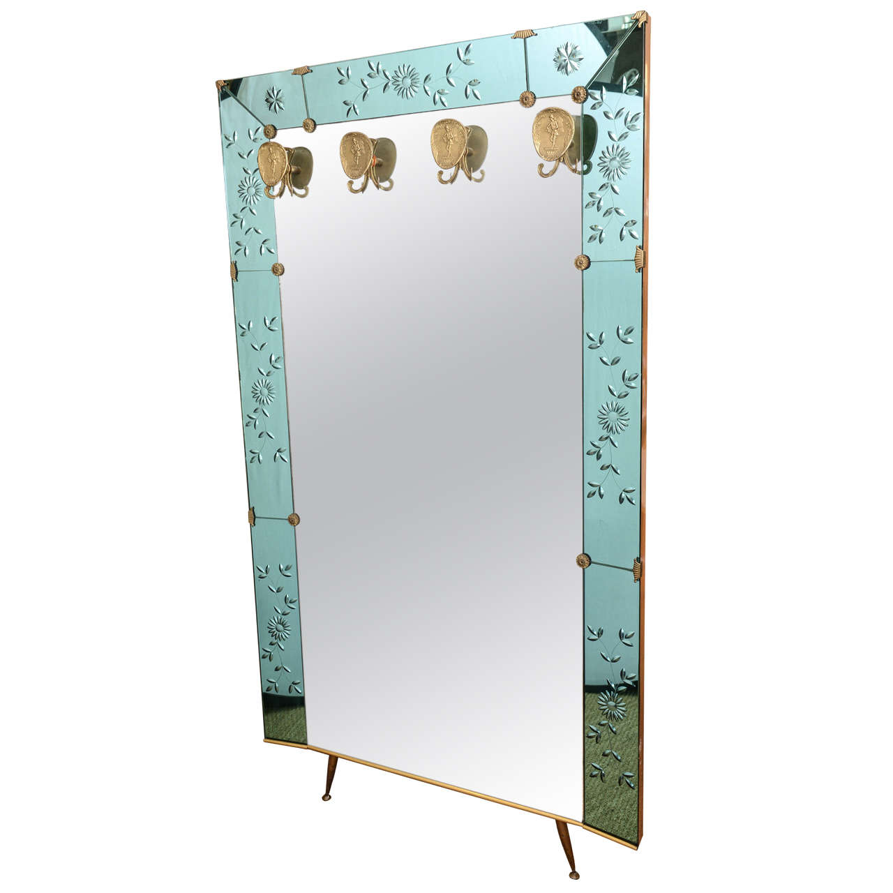 Oversized Crystal Art Foyer Mirror with Brass Hangers For Sale at 1stdibs