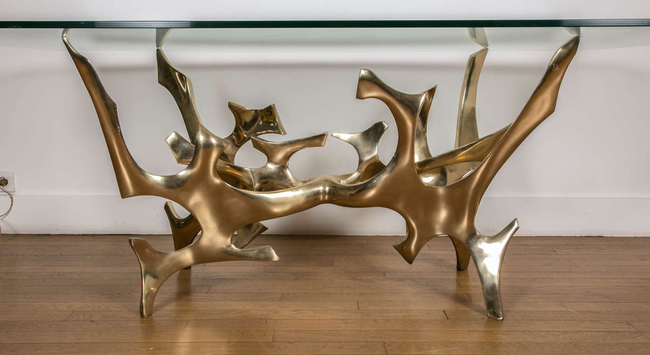 French Large Bronze Table by Fred Brouard, 1970s