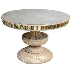 Spectacular Mirror-top Center Table on Grand Carved Wooden Urn
