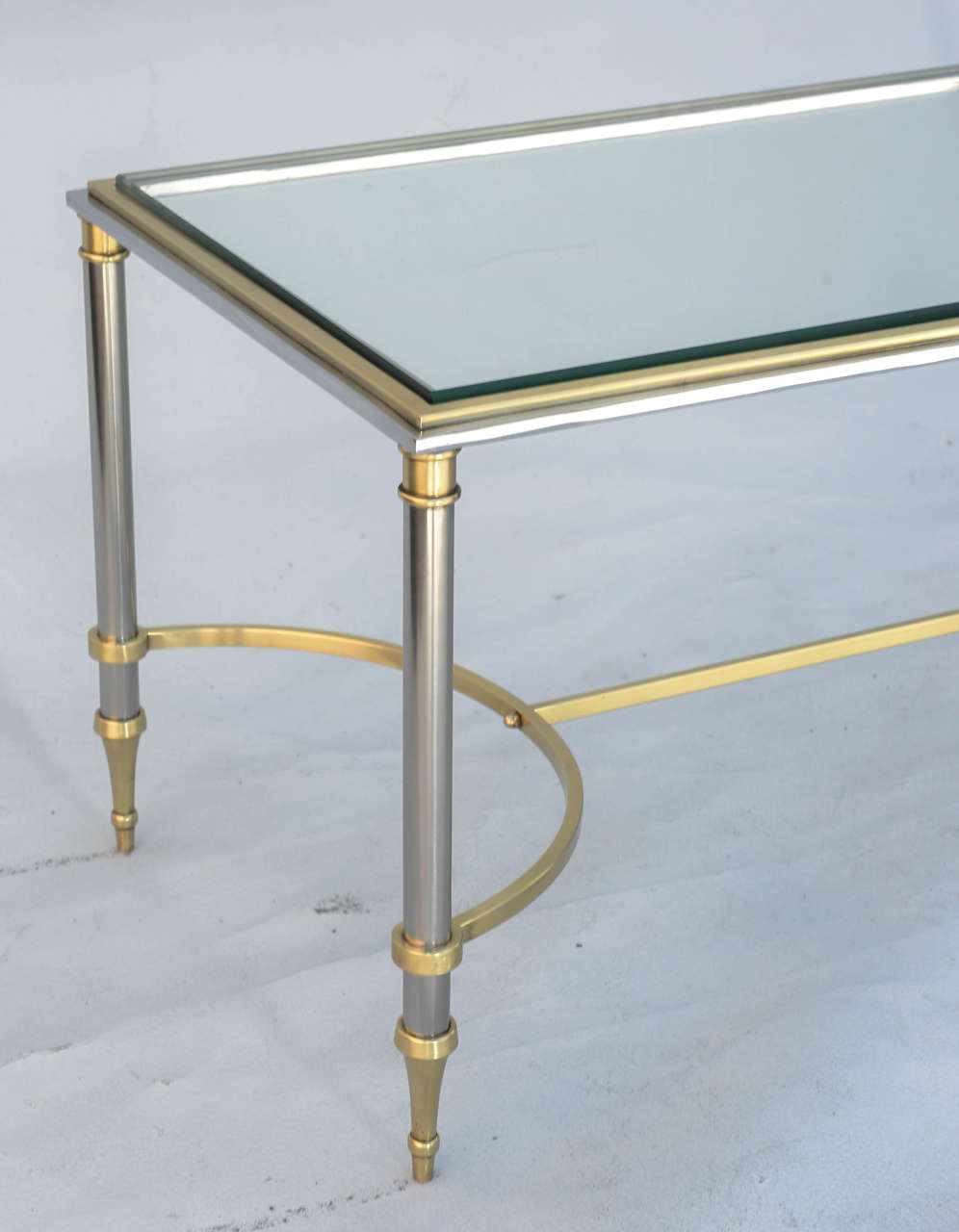 Italian Brass and Steel Jansen Style Coffee Table