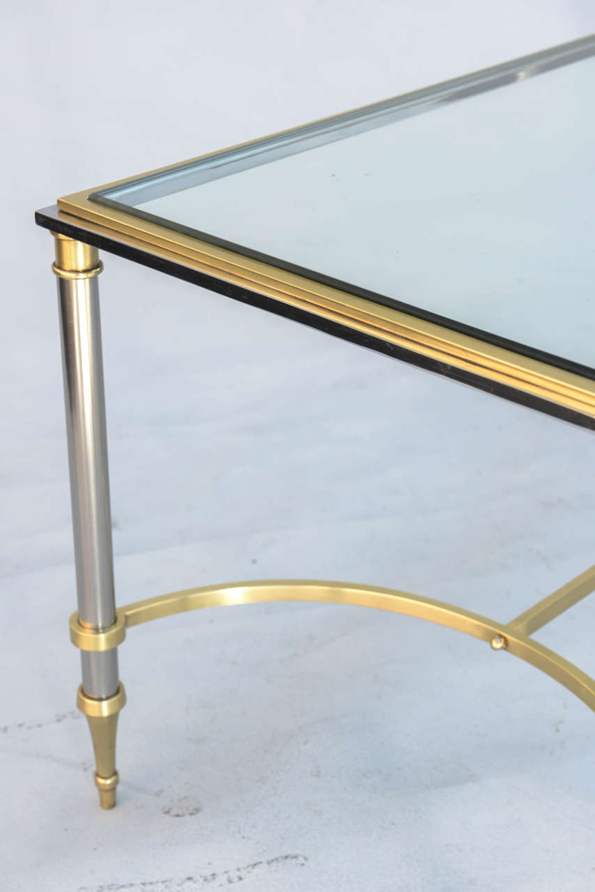 Brass and Steel Jansen Style Coffee Table 3