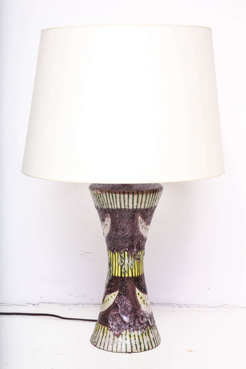 Unique Guido Gambone Ceramic Table Lamp