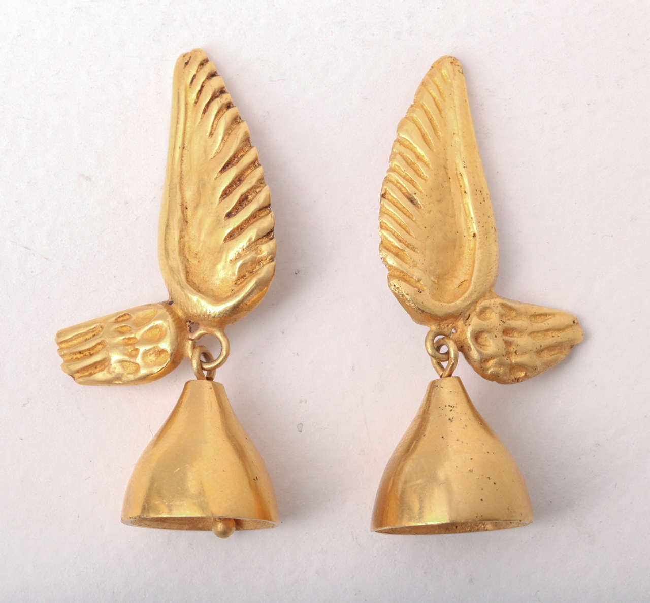 French Pair of Line Vautrin Earrings in Gilt Bronze