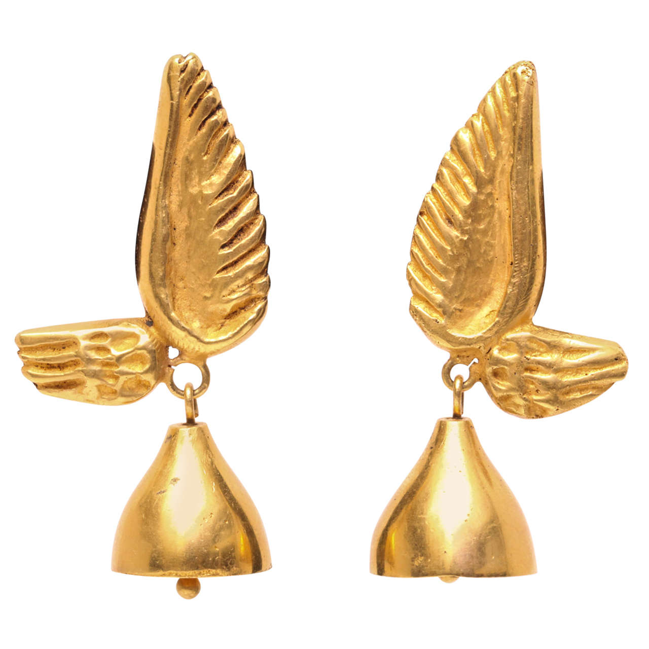 Pair of Line Vautrin Earrings in Gilt Bronze