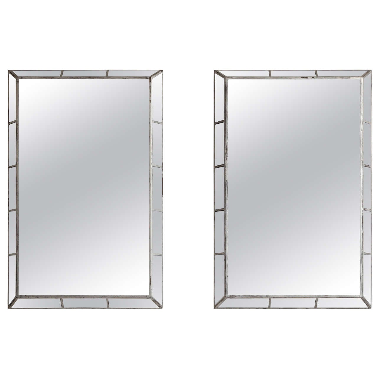 Pair of Mid-20th Century Mirrors within Silverwood frames