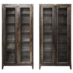 Pair of Black Metal Cabinets