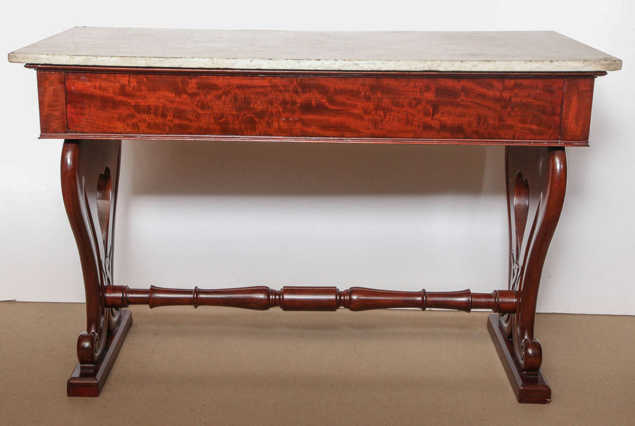 Early 19th Century Irish, Mahogany and Marble Top Console / Table With a Drawer on the End