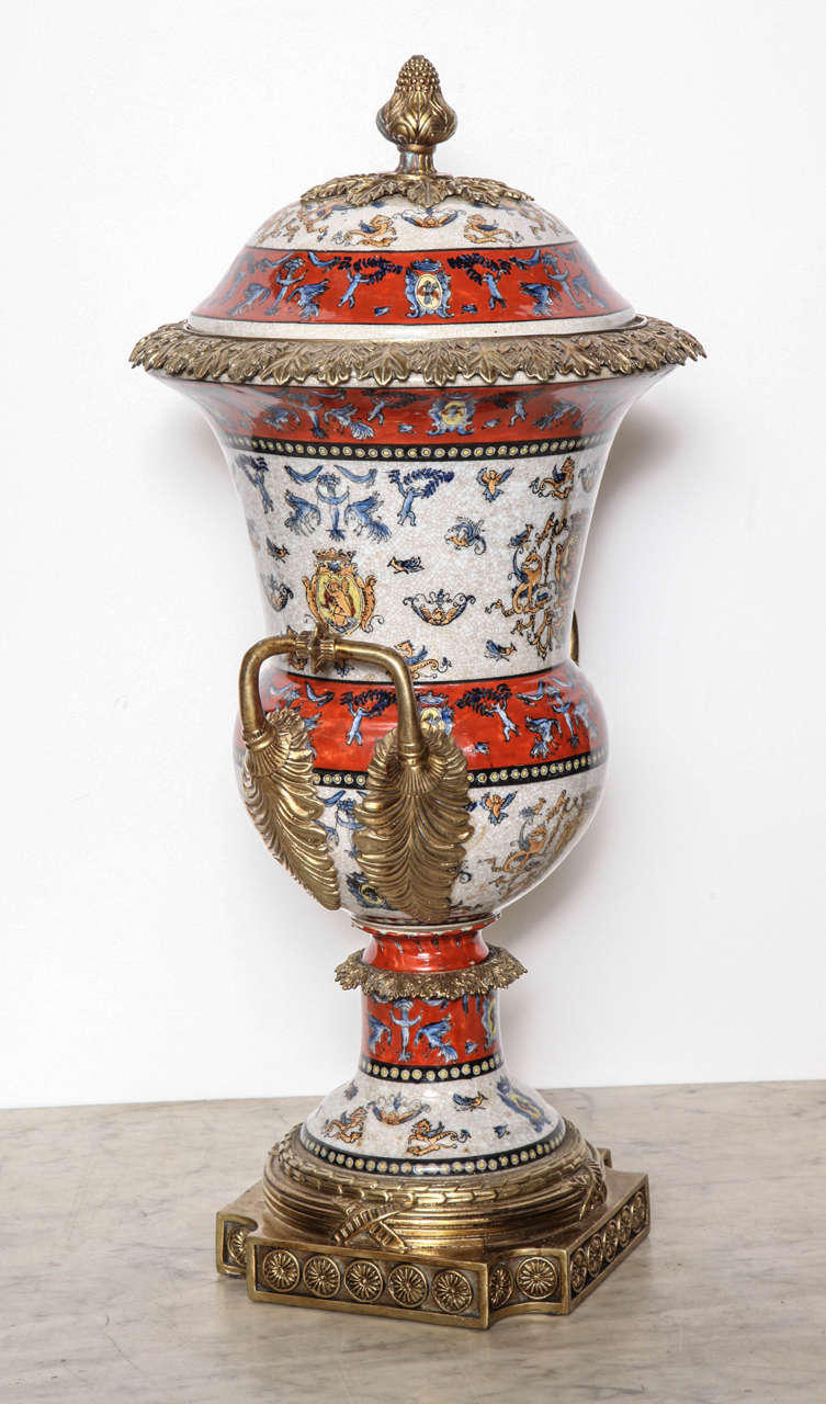 20th Century Urn with Bronze Mounts in the French Taste