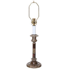 Late 19th Century Serpentine Candlestick Converted to a Lamp