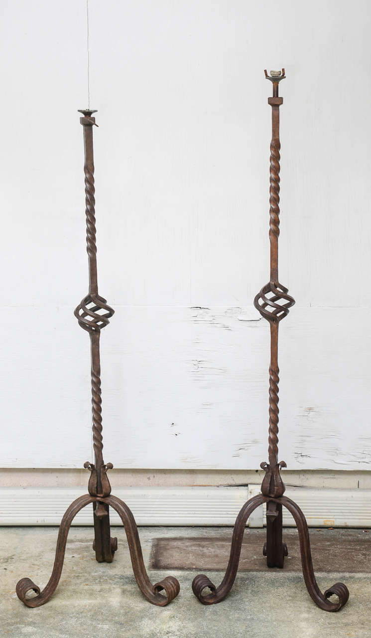 Pair of French Iron Floor Lamps