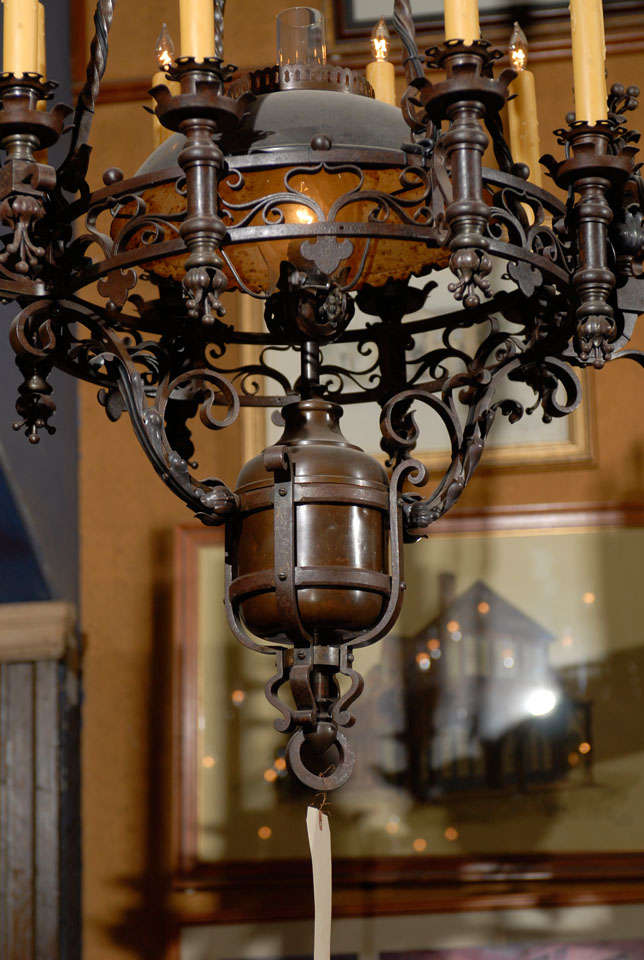 French 19th.C Iron Country Chandelier. For Sale 1