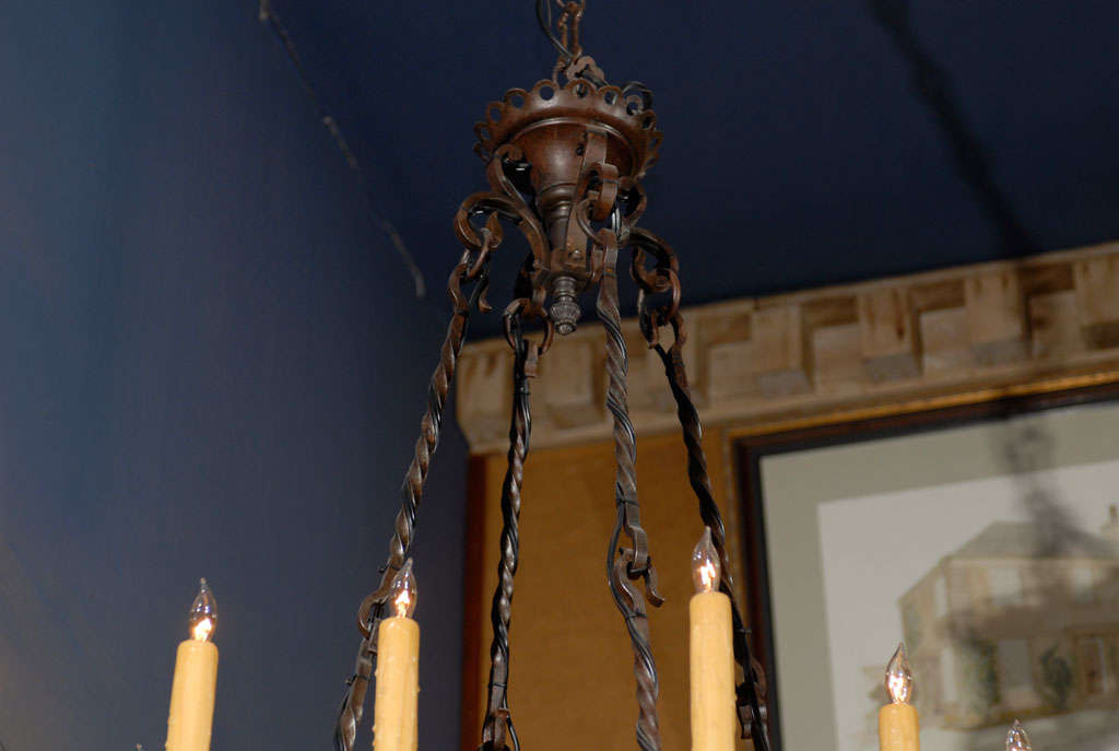French 19th.C Iron Country Chandelier. For Sale 2