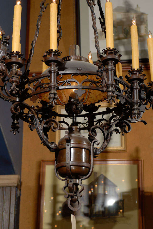 French 19th.C Iron Country Chandelier. For Sale 3