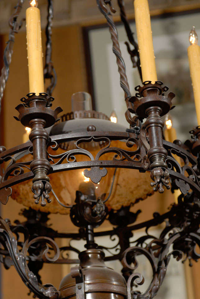 French 19th.C Iron Country Chandelier. For Sale 4