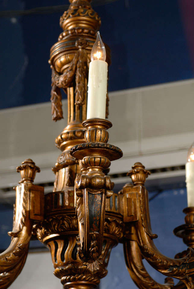 19th.C Italian Carved Giltwood chandelier For Sale 3