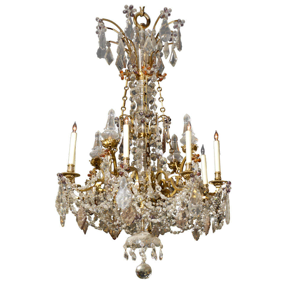 19th C French Crystal Chandelier For Sale