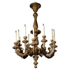 Pair of 19th.c Italian Carved and Gilded Wood Chandeliers