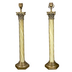 Pair Of Venetian Twisted Column Lamps 