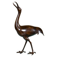 Bronze Crane by Torizo Morimura