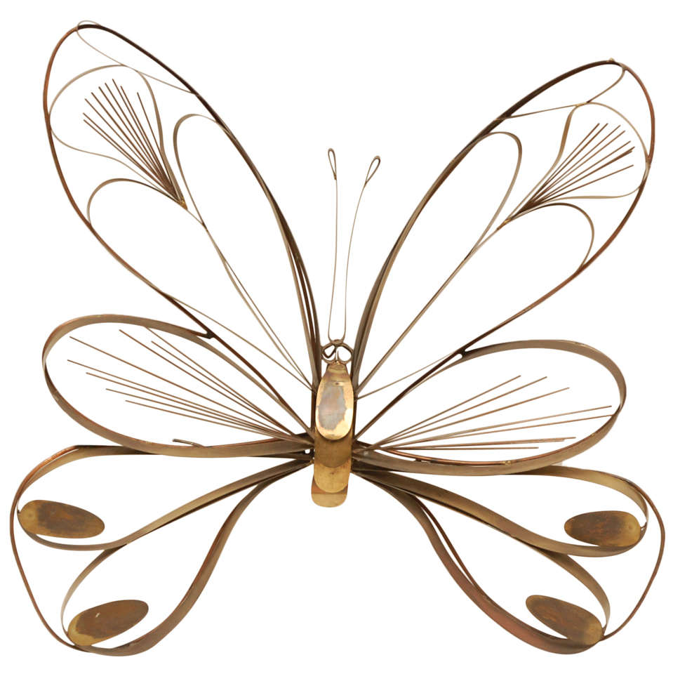 Curtis Jere Brass Butterfly Sculpture. For Sale