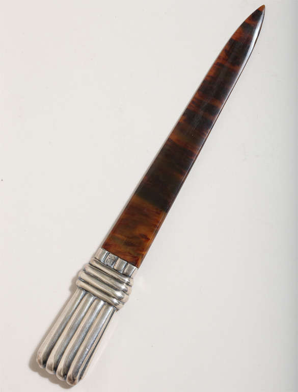 German Art Deco Tortoiseshell & Silver Letter Opener by Martin Mayer