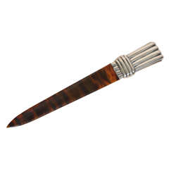 Antique German Art Deco Tortoiseshell & Silver Letter Opener by Martin Mayer